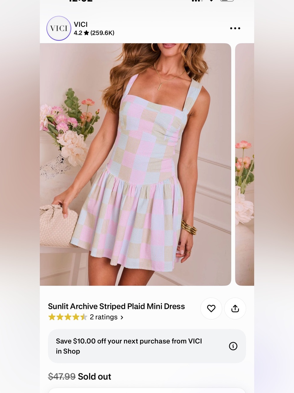 VICI Pastel Plaid Striped Mini Dress